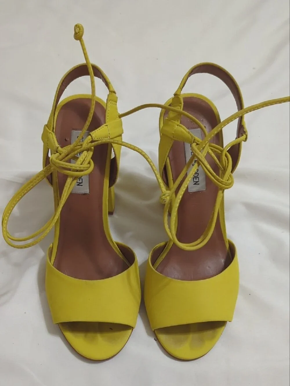 Steve Madden Serrina Leather Lace-Up Heels, Color Yellow Size 7